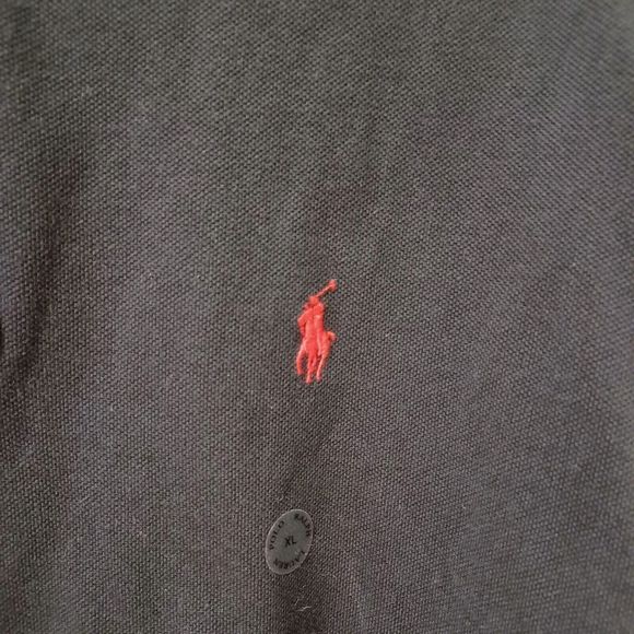 NWT Vintage Polo Ralph Lauren Black Long Sleeve Polo Shirt Red Pony Logo Size XL - Picture 3 of 8